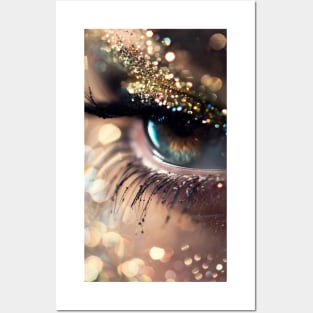 Glamorous Glitter Eyes:  Hyper realistic bokeh effect Posters and Art